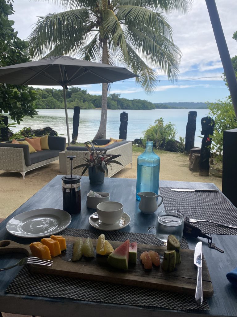 breakfast at turtle bay lodge in Vanuatu