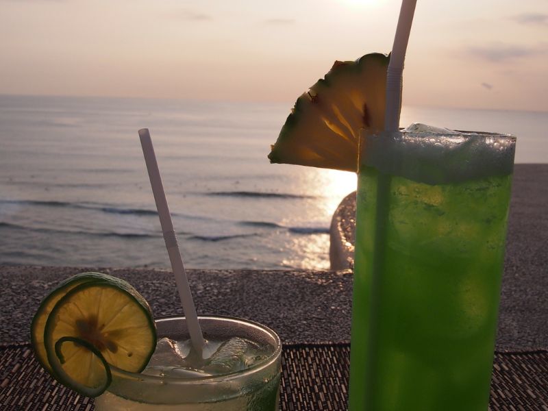 Cocktails with ice by the beach in Bali
