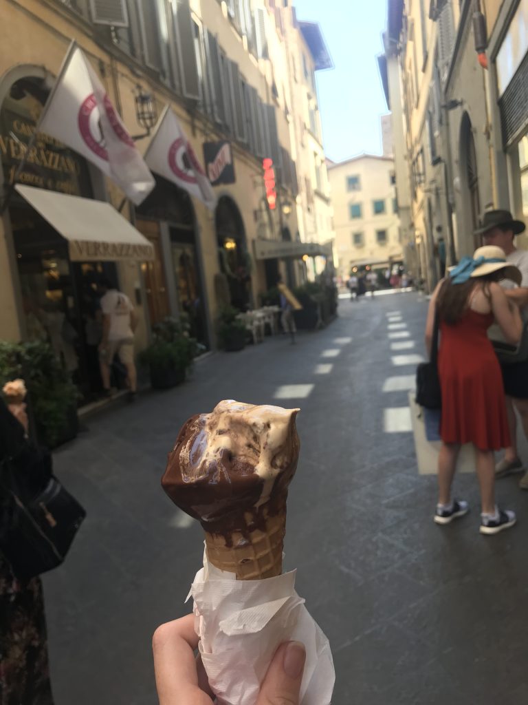 Gelato in the streets of Florence in Italy