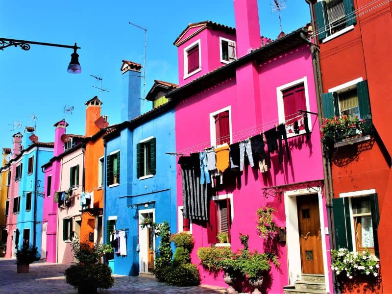 Colourful houses on Burano Island in Venice