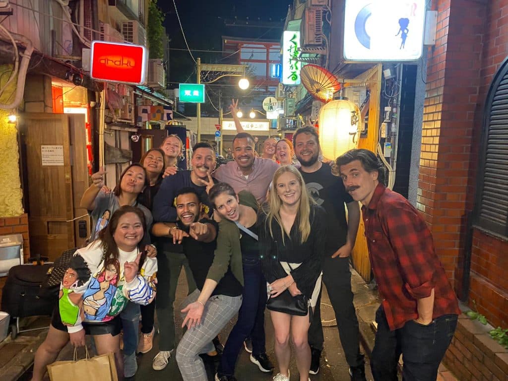 Pub crawl tour in Shinjuku in Tokyo. Tokyos nightlife is not only vibrant it's also incredibly safe